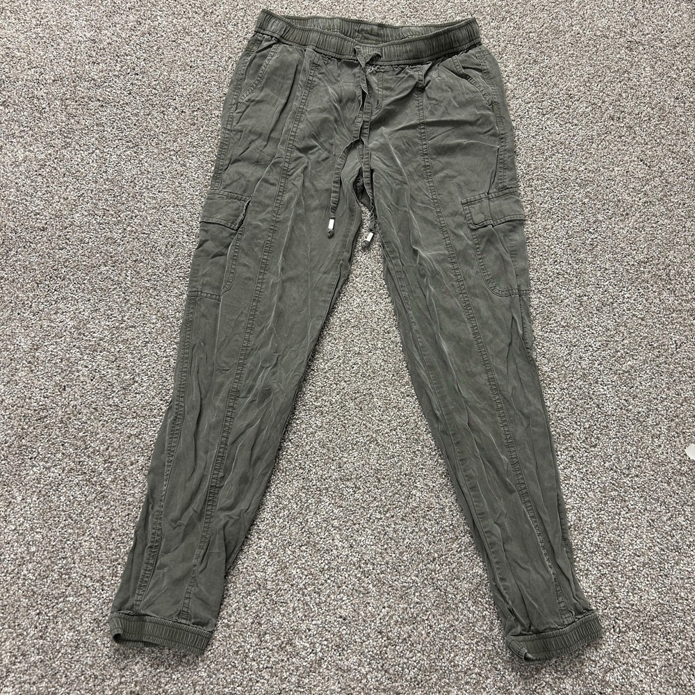 Mossimo Pants Womens XS Green Twill Jogger Cargo Cuffed Elastic Waist Casual